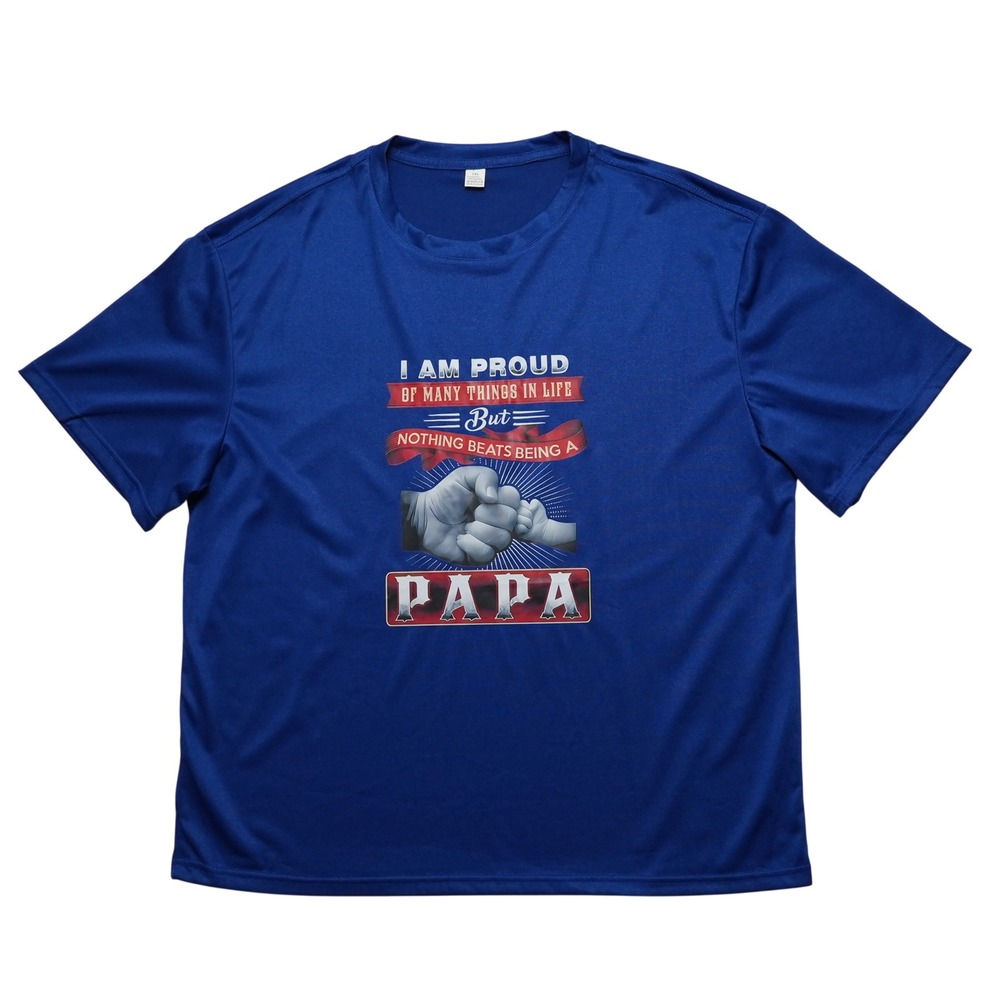 Papa Graphic T Shirt Mens‎ 1XL Blue Fathers Day Dad Gift Fist Bump Tee